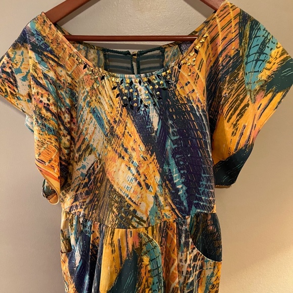 Free People Mini Dress W/ Zipper & 5 Button Mesh Back And Side Pockets--Size 4 l - Picture 5 of 14